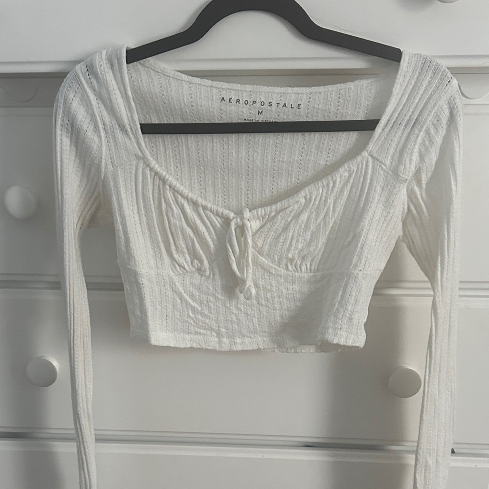 Aeropostale White Ribbed Crop Top